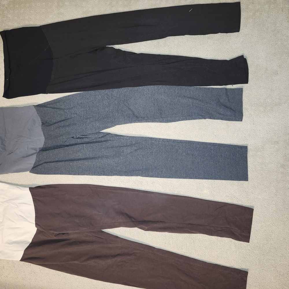 Motherhood Maternity Leggings - Cream and Brown